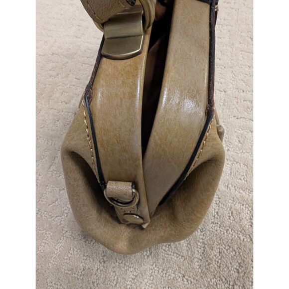 Patricia Nash Purse Gracchi Frame Tooled Light Brown Tan Leather Satchel Handbag - Picture 5 of 14